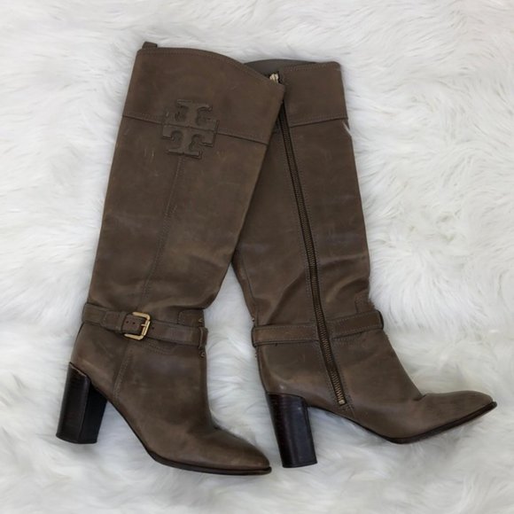 Tory Burch Shoes - Tory Burch Light Brown/Taupe Riding Boots Size 10